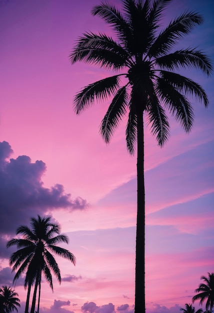 Beautiful palm tree in vivid colors