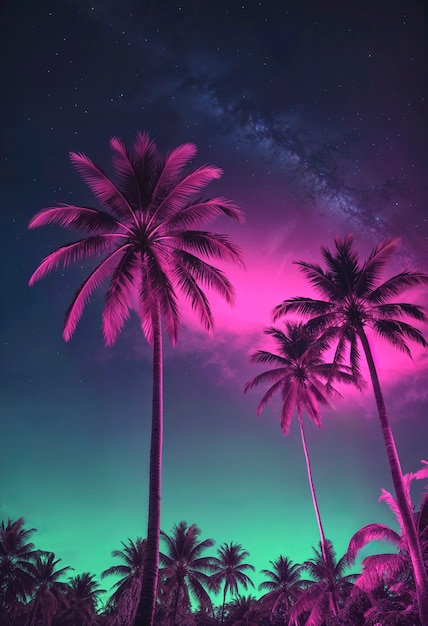 Free photo beautiful palm tree in vivid colors