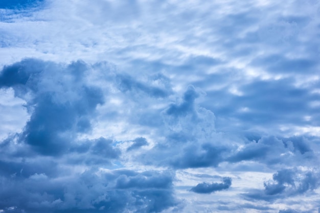 Beautiful panoramic view of gray clouds in the blue sky