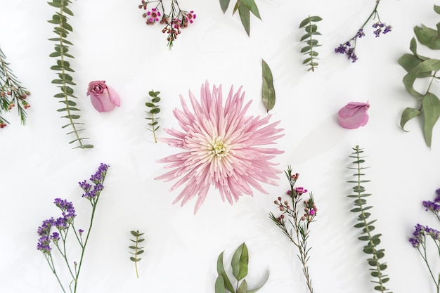 Free photo beautiful pink flower surrounded by others plants