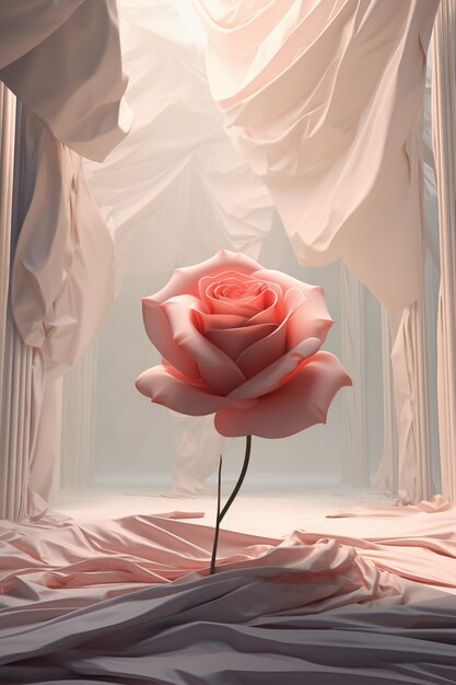 Beautiful pink rose indoors