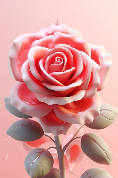 Beautiful pink rose in studio