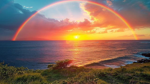 Beautiful rainbow  in nature