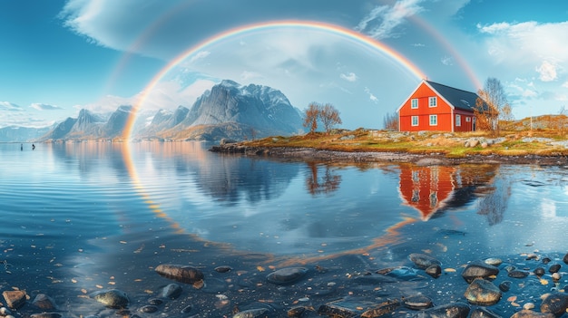 Free Photo beautiful rainbow  in nature