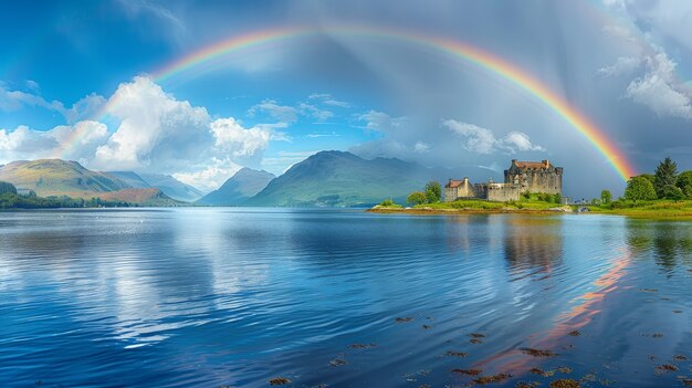 Beautiful rainbow  in nature