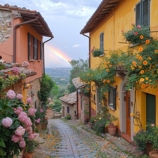 Beautiful rainbow in nature