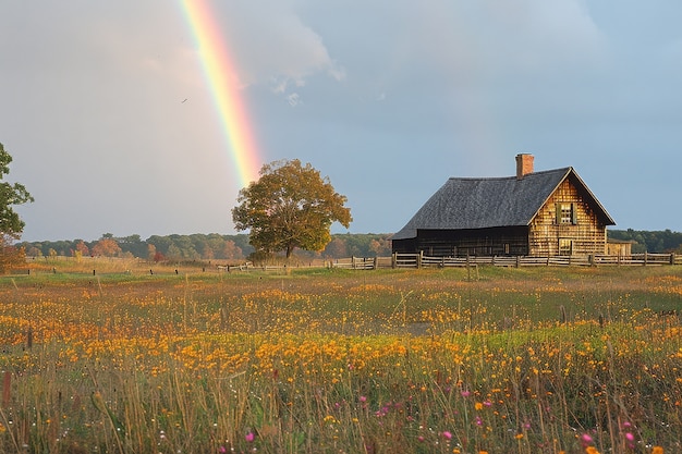 Free photo beautiful rainbow in nature