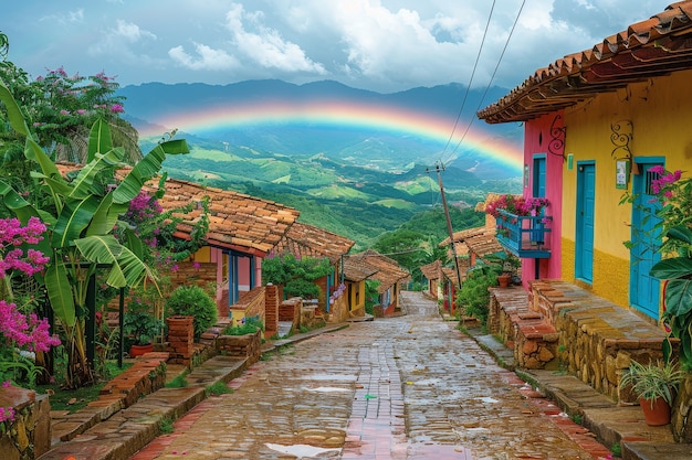 Free photo beautiful rainbow in nature