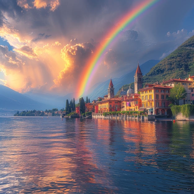 Free photo beautiful rainbow in nature