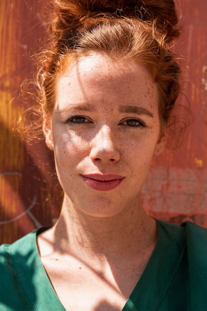 Free Photo beautiful redhead woman portrait close-up