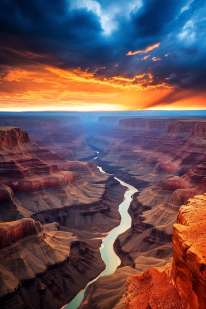 Beautiful river crossing canyon landscape