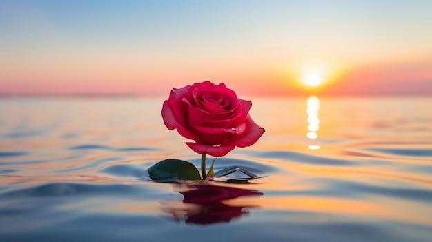 Free Photo beautiful rose on water