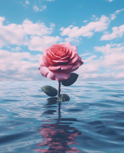 Free photo beautiful rose in water