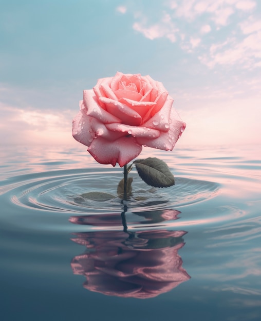 Free photo beautiful rose in water