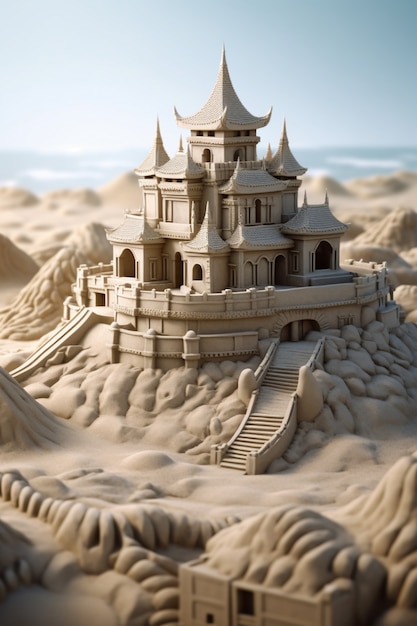 Free photo beautiful sand castle on beach