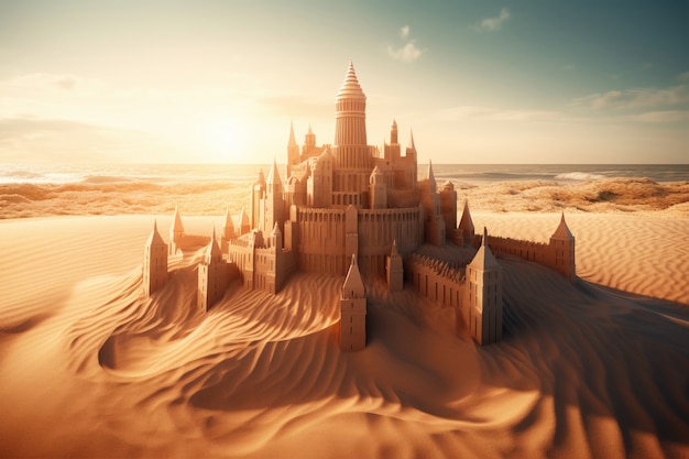 Free photo beautiful sand castle on beach