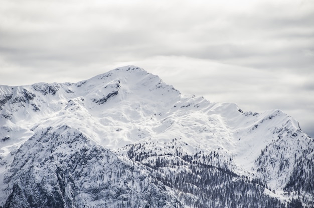 Beautiful scenery of clear white snowy mountains and hills