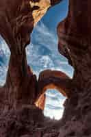 Free photo beautiful scenery of the double arch in arches national park, utah - usa