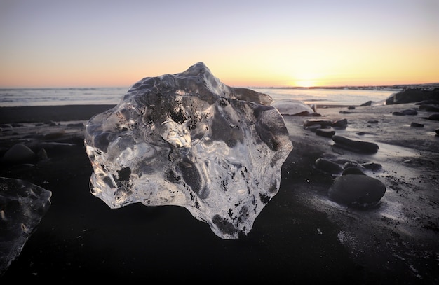 Beautiful scenery of Jokulsarlon, Glacier Lagoon, Iceland, Europe during sunset