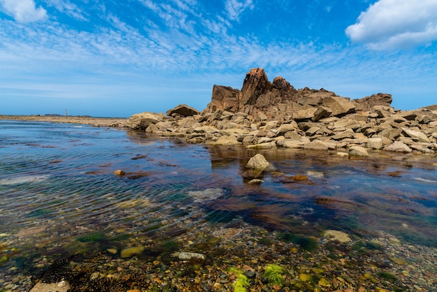 Beautiful scenery of Le gouffre de Plougrescant in Brittany, France