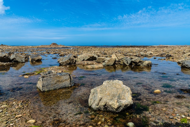 Beautiful scenery of Le gouffre de Plougrescant in Brittany, France