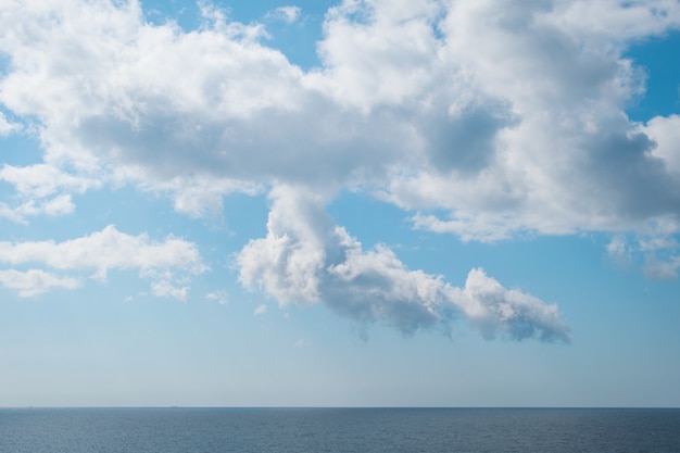 Beautiful scenery of a peaceful sea under the breathtaking white clouds