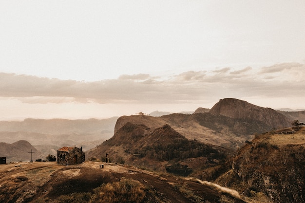 Beautiful scenery of rugged hills at a hot area during daytime