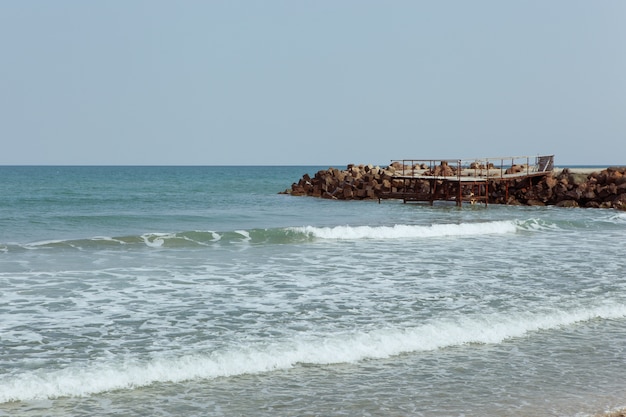 Beautiful scenery of the sea with a rocky coast