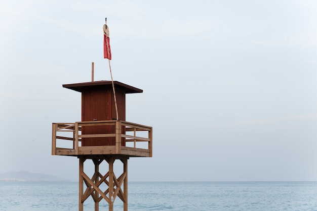 Beautiful seaside view with lifeguard tower