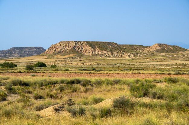 Beautiful shot of Bardenas Reales semi-desert natural region in Spain