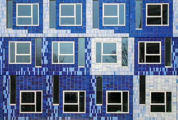 Free Photo beautiful shot of a building with different blue tiles