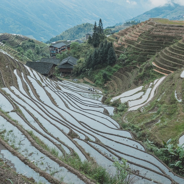 Beautiful shot of a Chinese town surrounded by amazing nature