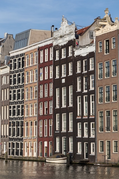 Beautiful shot of colorful buildings in Amsterdam, Netherlands