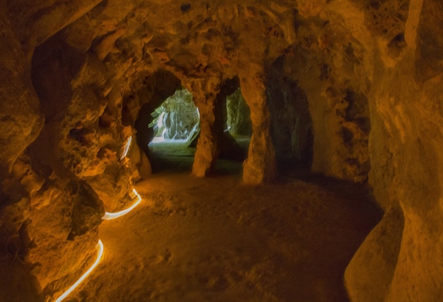 Free Photo beautiful shot of the inside of a stone cave in sintra, portugal