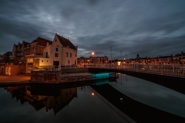 Free Photo beautiful shot of middelburg city in the netherlands at night