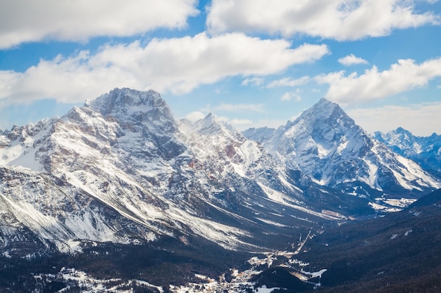 Beautiful shot of mighty mountain range in Dolomites, Italy