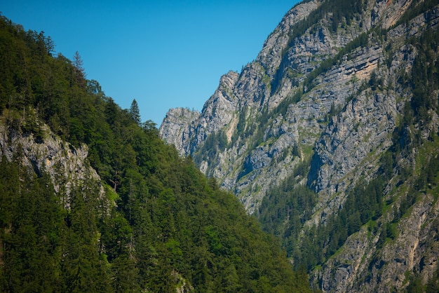 Beautiful shot of a mountain landscape on a clear sky background