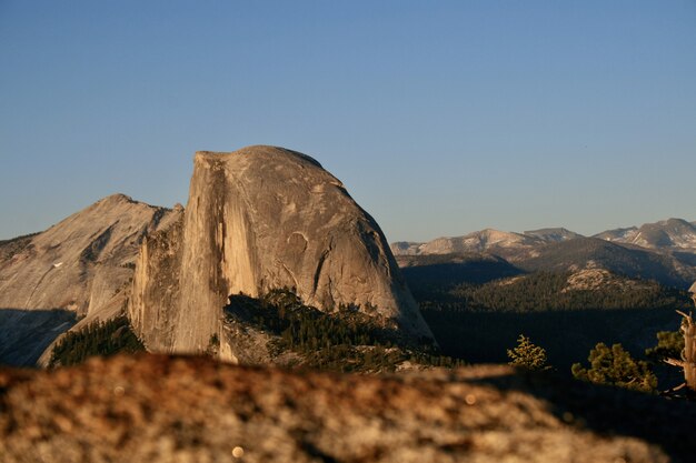 Beautiful shot of mountains under a clear blue sky