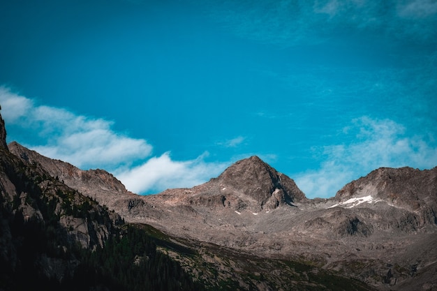 Beautiful shot of rocky mountains with blue sky