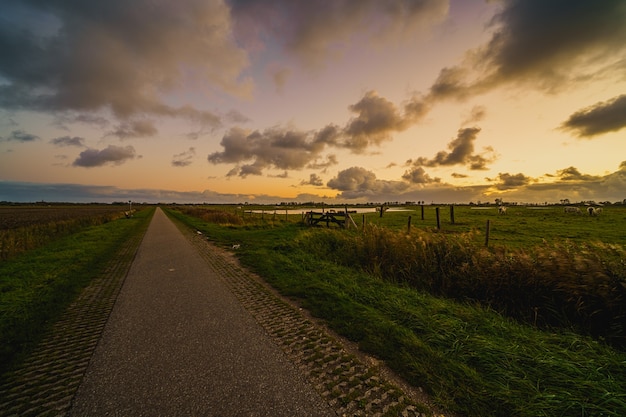 Free Photo beautiful shot of a rural landscape at sunset