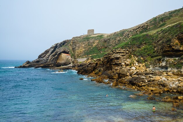 Beautiful shot of Santa Justa beach in Cantabria, Spain