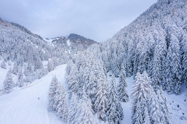 Beautiful shot of snow-covered mountains in winter