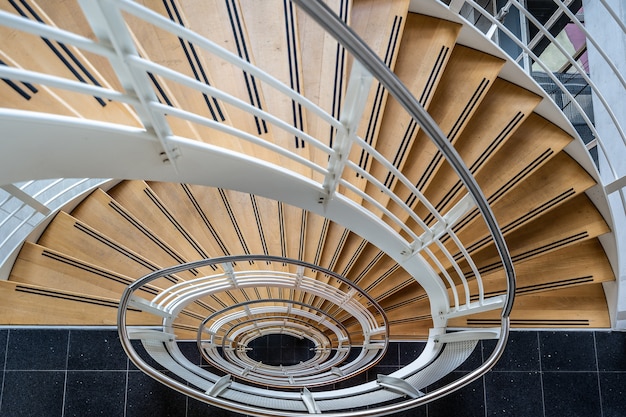 Beautiful shot of the stairs with a spiral staircase