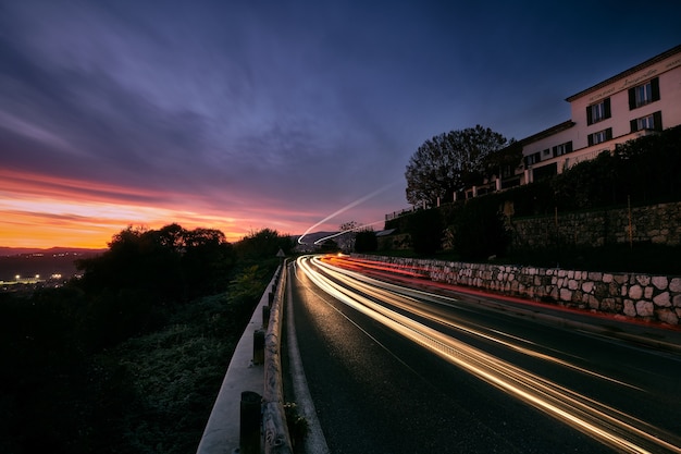 Beautiful shot of the sunset over the Cote d'Azur (French Rivera), France