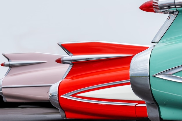 Free photo beautiful shot of taillights from vintage cars with vibrant colors