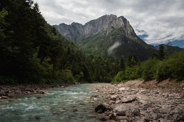 Free photo beautiful shot of triglav national park, slovenia under the cloudy sky