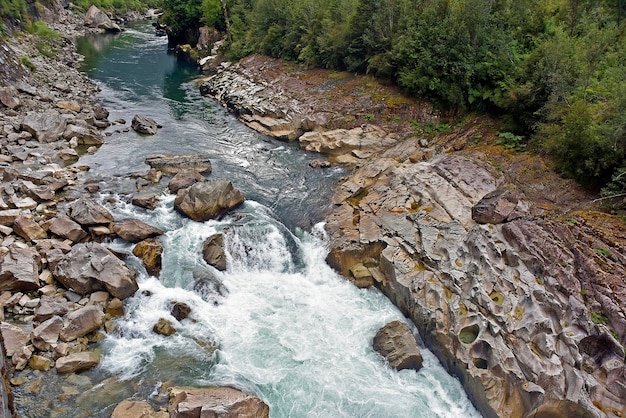 Free photo beautiful shot of a water stream through the rocks in a forest