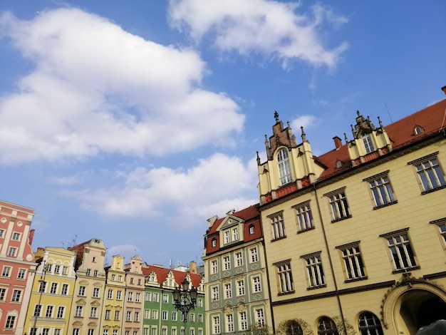 Free photo beautiful shot of a white building in the main market square of wroclaw, poland