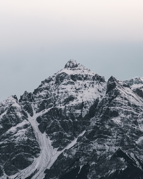 Beautiful snow covered mountain peaks