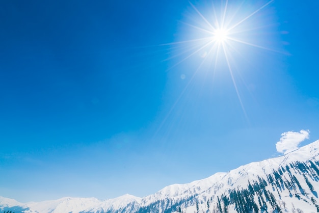 Beautiful  snow covered mountains landscape Kashmir state, India .